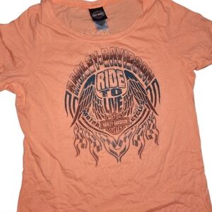 Harley Davidson Womens Tshirt XXL Orange Rocket Huntsville AL Biker Motorcycle